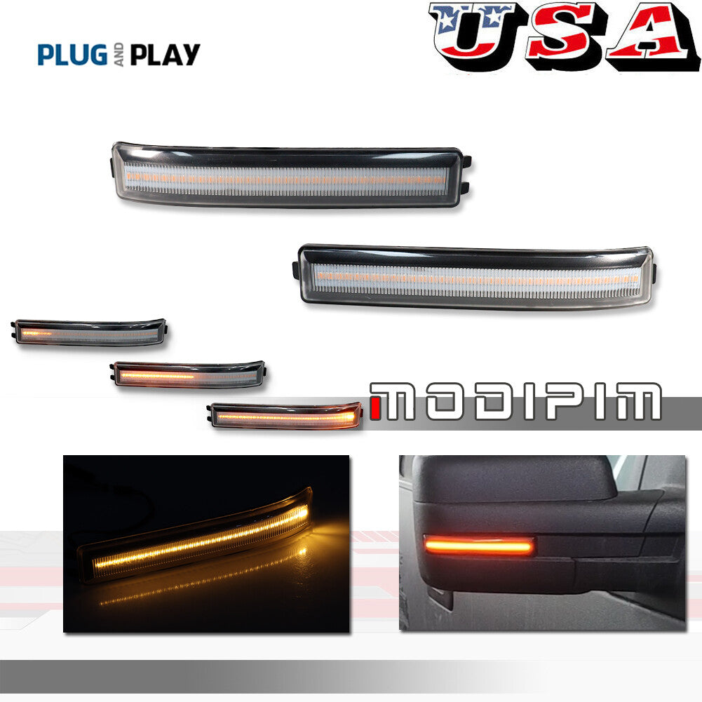 Sequential Blinker Amber LED Side Mirror Lights Pair for 2009-14 for F150- v
