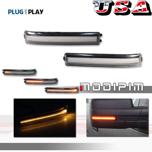 Sequential Blinker Amber LED Side Mirror Lights Pair for 2009-14 for F150- v