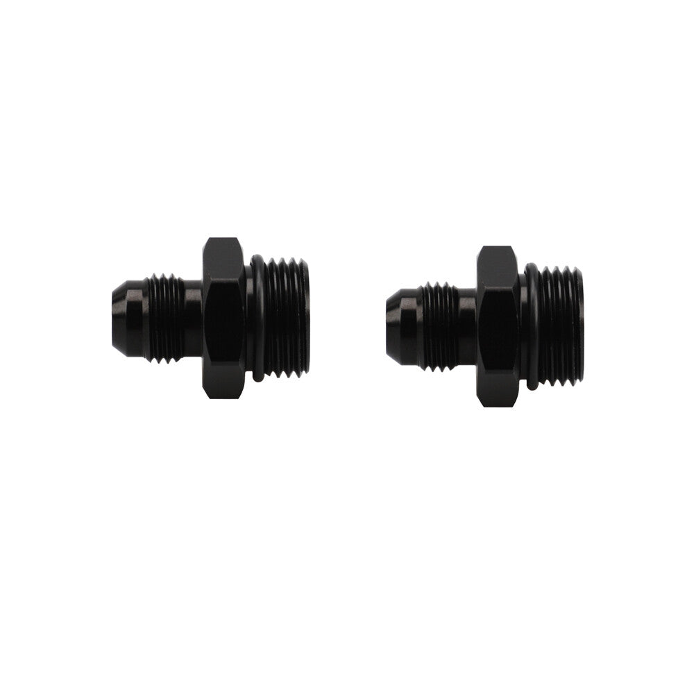 2-Pack ORB-8 O-ring Boss AN8 8AN to AN6 6AN Male Adapter Accessories - Black Aluminum