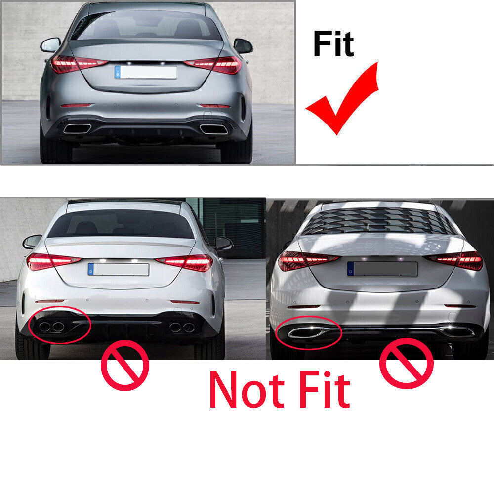 for Benz C Class W206 2022+ Rear Exhaust Muffler Tail Pipe Cover ABS Gloss Black