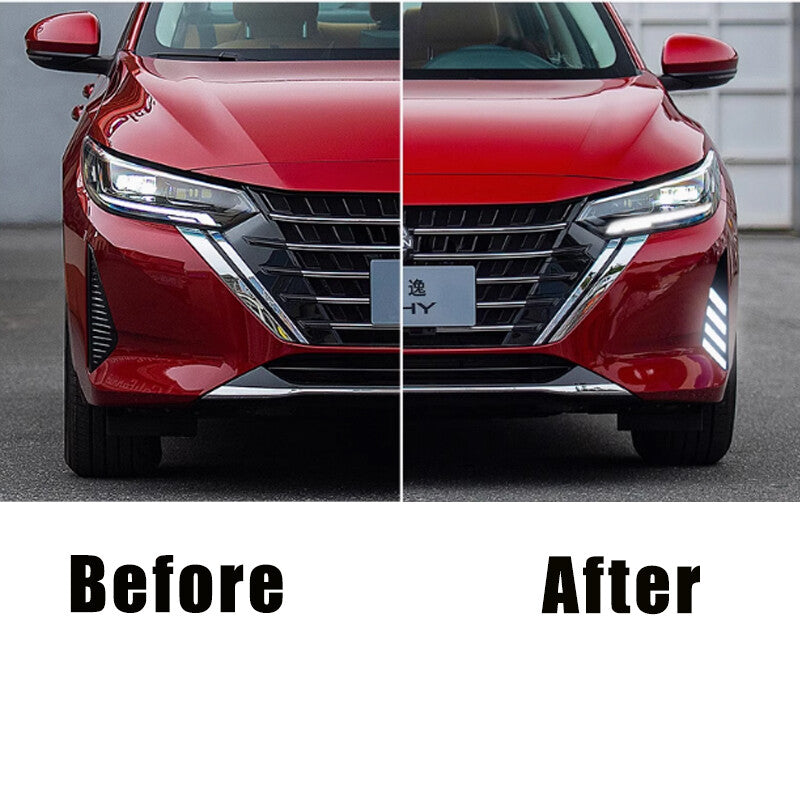 2-piece front bumper LED daytime running lights and fog lights for Nissan Sentra 2024-2025