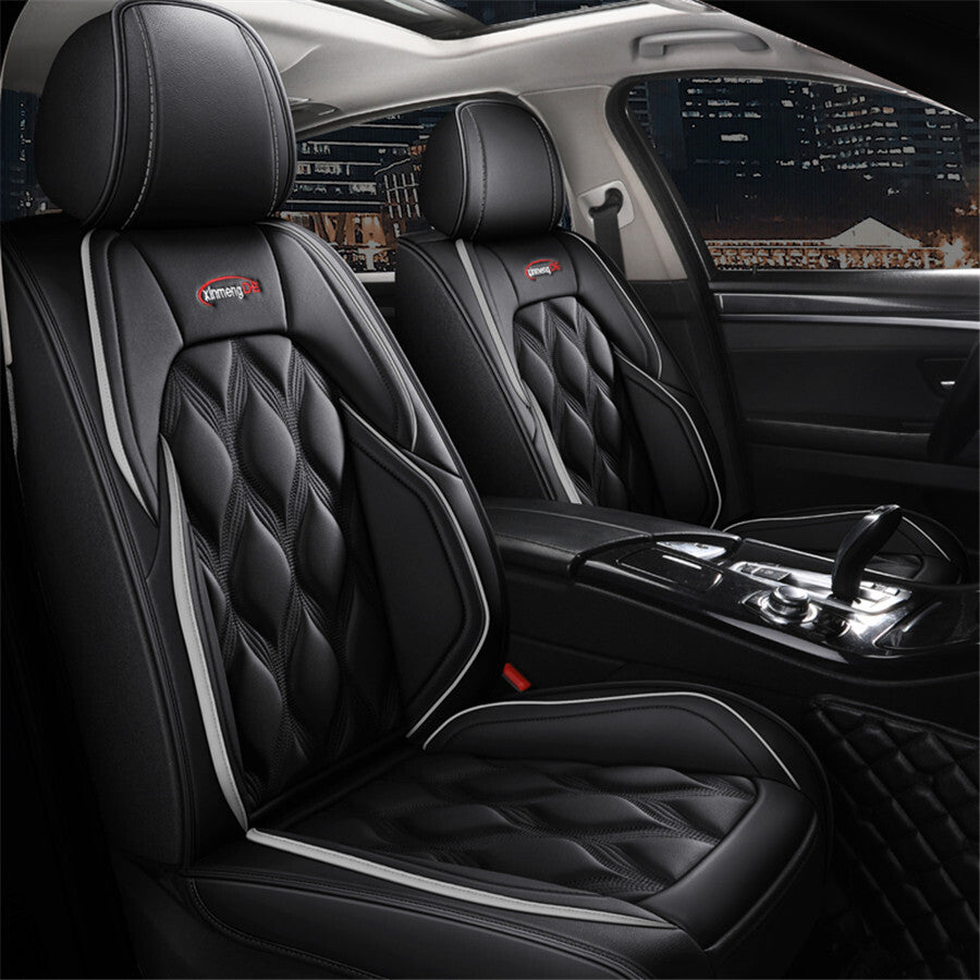 Full Set PU Leather 5-Seats Car for Seat Covers Auto Front  Rear Cushions Protector Q