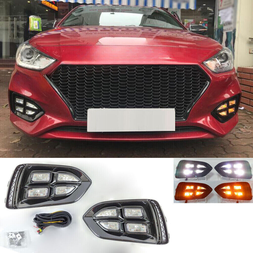 for Hyundai Accent 2018-2021 LED Driving Lights Turn Signal Lights Fog Lights B n