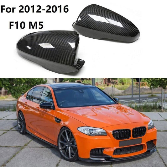For F10 M5 2012-2016 Real Carbon Fiber Side Wing Mirror Cover Caps Add-on n