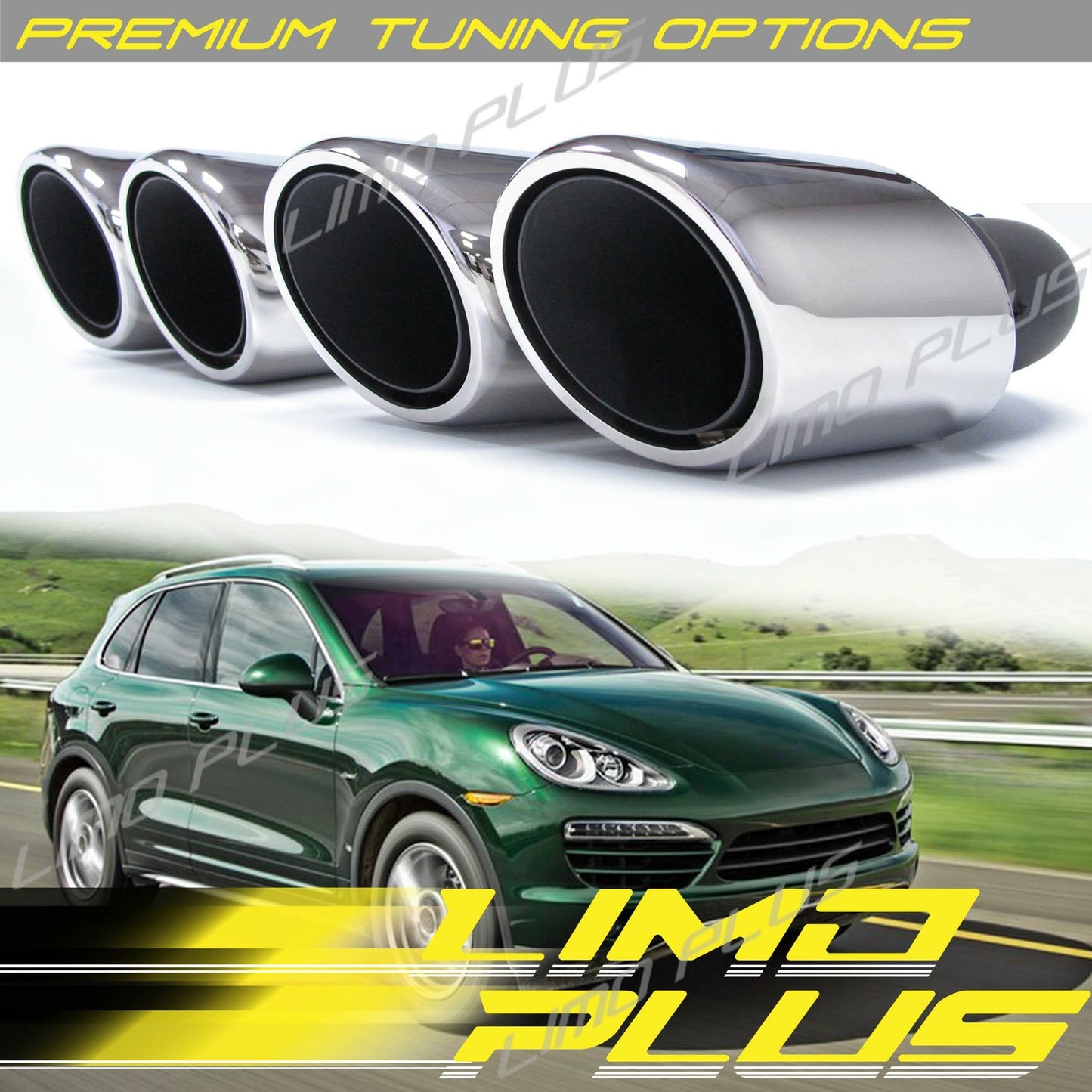 Chrome-plated rear muffler exhaust tips for Porsche for Cayenne 92A 958 V8 2011-2014 Q