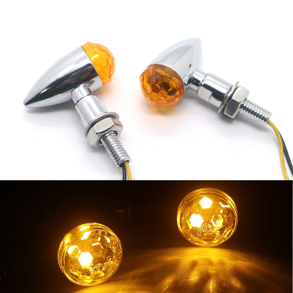 Chrome Metal LED for Mini Bullet Amber Spherical Lens Turn Signal Indicators Light Q