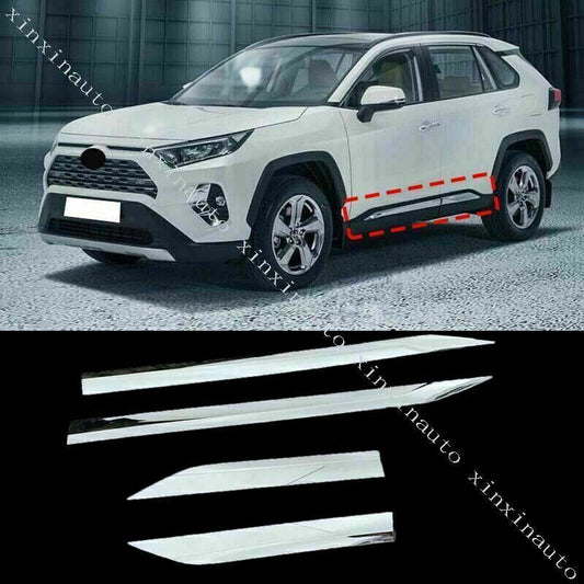 4X Chrome Side Door Body Molding Cover Decor Trim ABS for Toyota RAV4 2019-2023