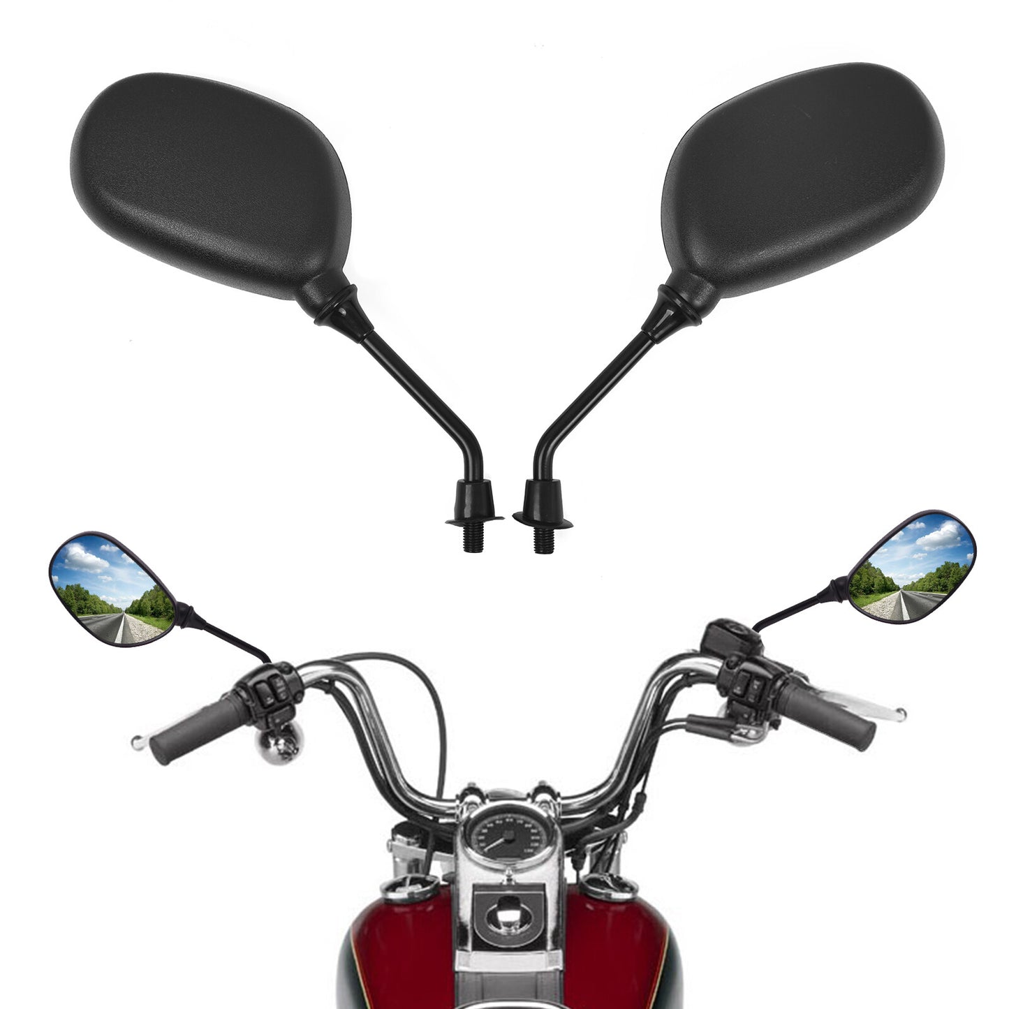ATV Universal 8mm Rear View Side Mirrors 7/8 Handlebar Mount For Honde for Yamaha