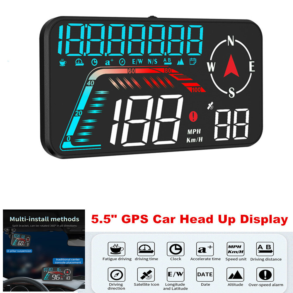 5.5-inch Automotive Digital GPS Head-Up Display (HUD) Speedometer Overspeed Alarm Universal n