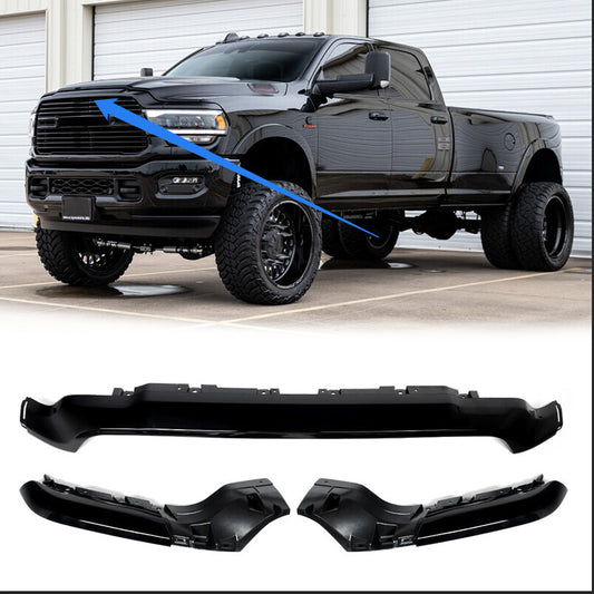 Fit 2019-2024 for Ram 2500 3500 4500 Gloss Black Front Upper Grille Molding Trim
