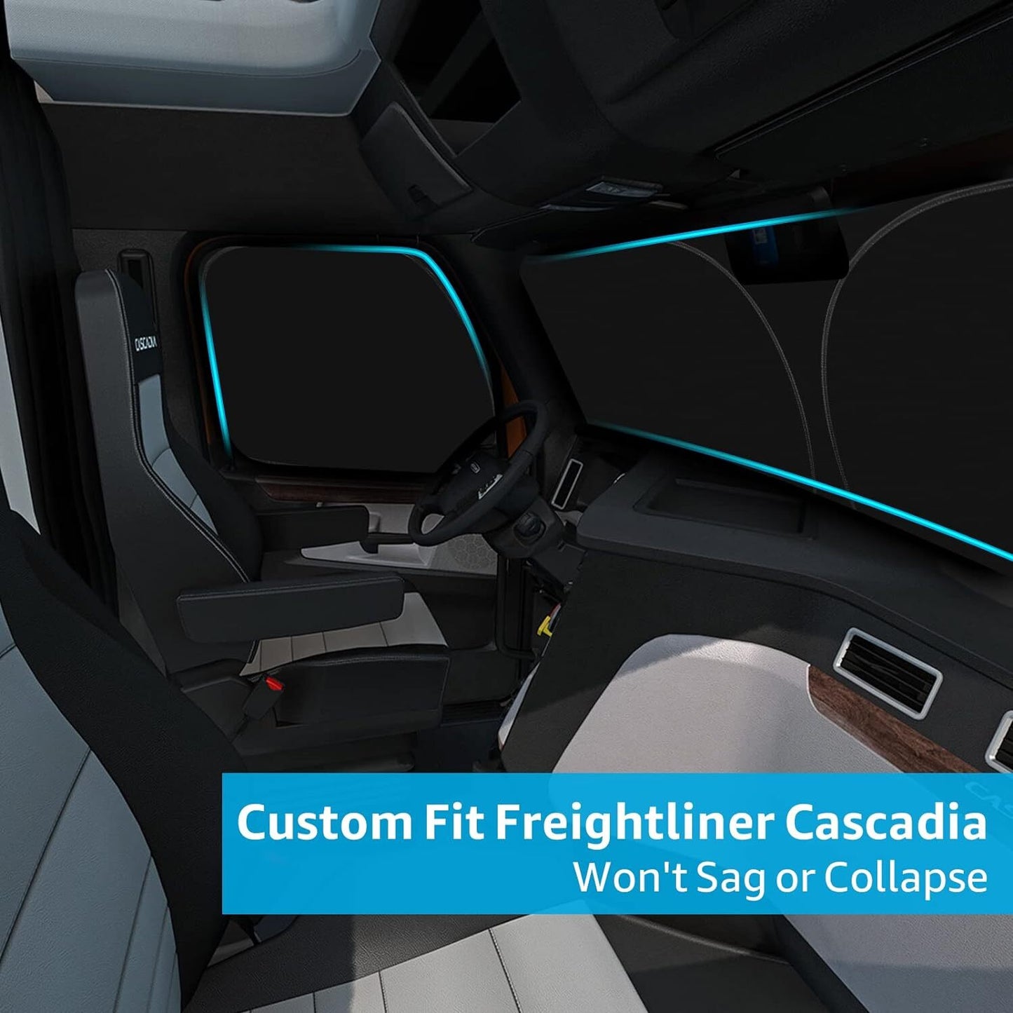 UV block cover for Freightliner semi-truck windshields and side windows - n
