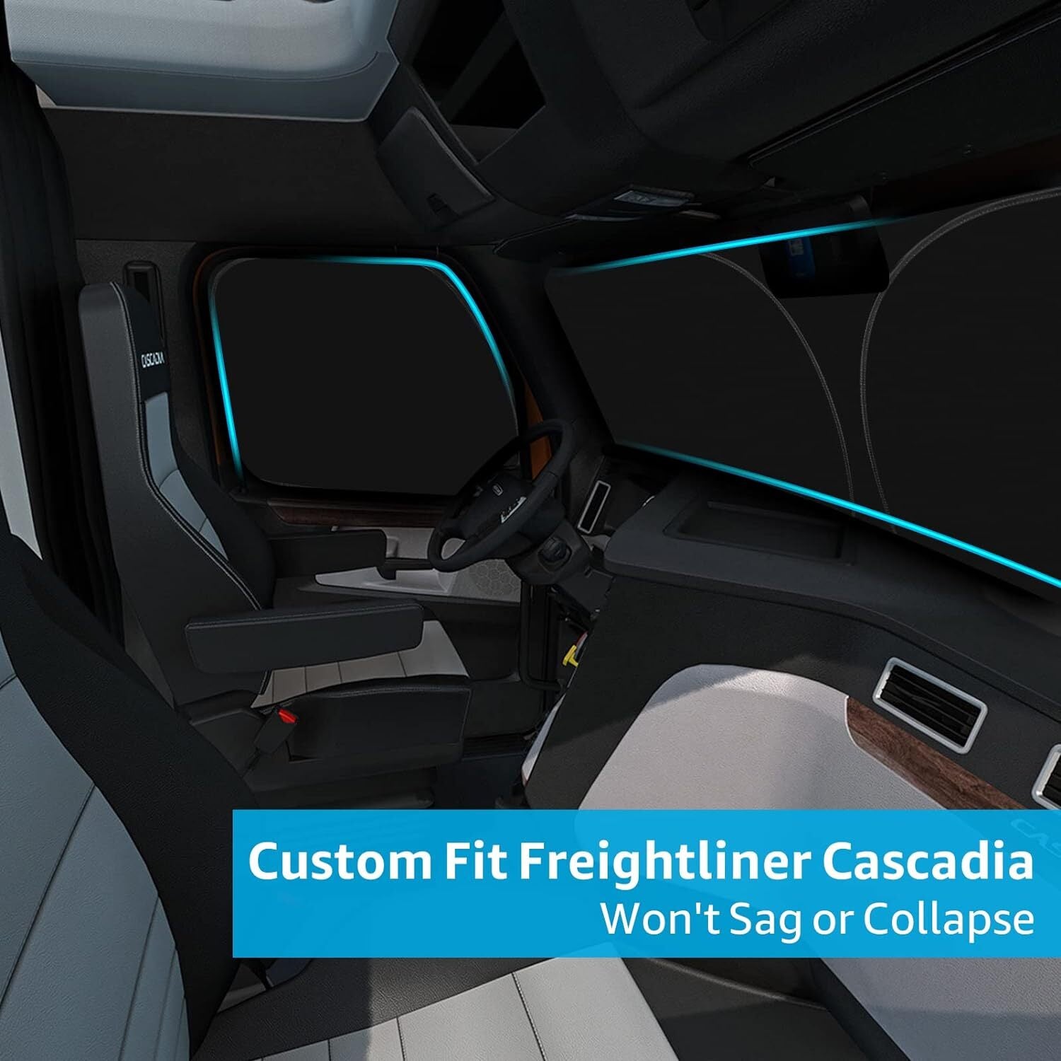 UV block cover for Freightliner semi-truck windshields and side windows - n