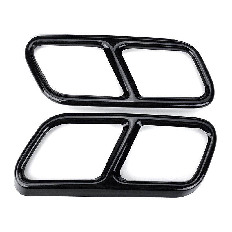 Sleek black rear exhaust pipe cover for Mercedes-Benz S-Class W221 W222 pointed-toe models. Q