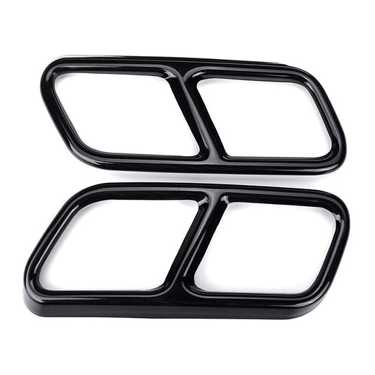 Sleek black rear exhaust pipe cover for Mercedes-Benz S-Class W221 W222 pointed-toe models. Q