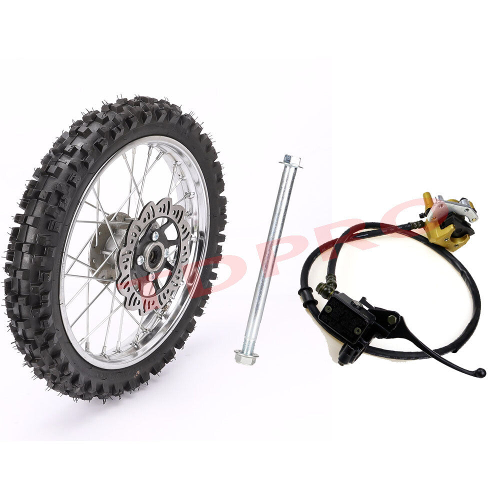 12mm 60/100-14 front tire rim assembly disc brake SSR 110 125cc pit bike
