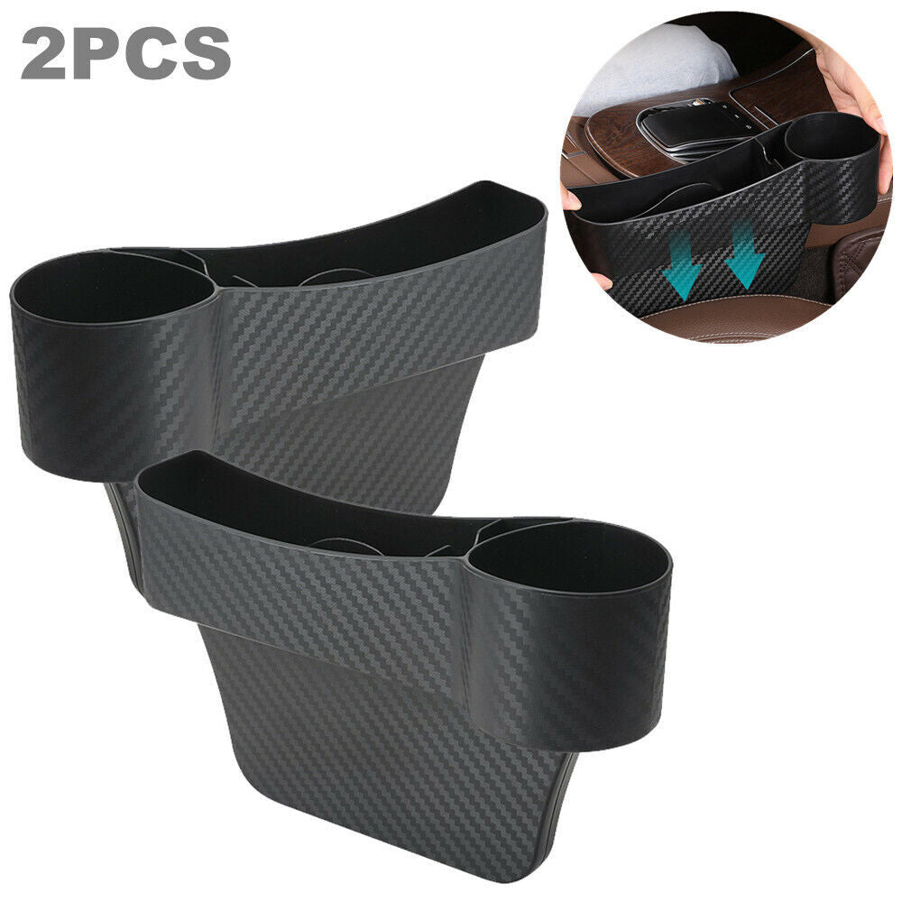 2-Piece Car Driver's for Seat Side Storage Box Capture Storage Bag Bracket Carbon Fiber - n