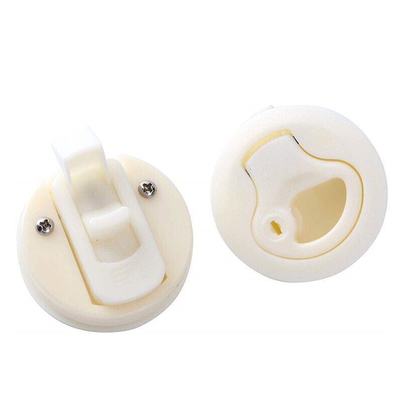 2 x White Plastic RV/Yacht/Boat Deck Latch Door 2-inch Punch-Pull Grand Slam Lock Parts