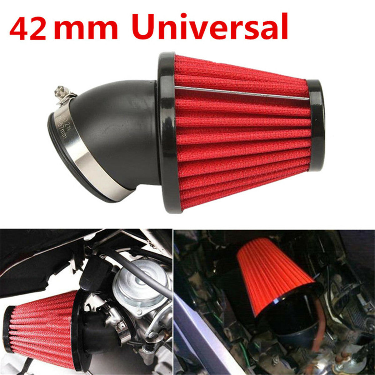 Cone Style Car Cold Air Flow Intake Filter 45° Bend Inlet Stainless Steel Mesh Q