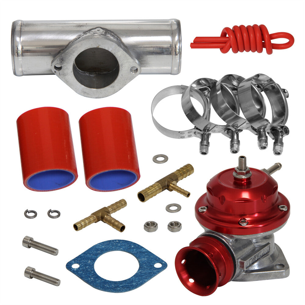 Type-RS 30PSI Blow Off Valve BOV+51mm Flange Pipe Adapter Silicone Hose Kit Red