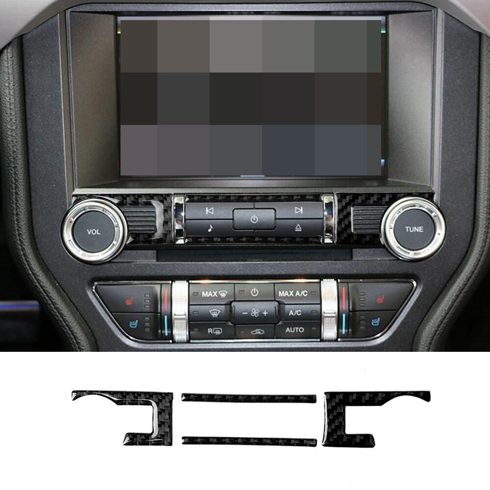 Soft Carbon Fiber Interior Center Console CD Panel Trim for Ford for Mustang 2015-22