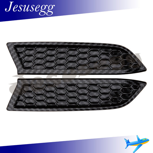2X Fits for Toyota 2016-20 Tacoma Carbon Fiber Black Headlight Honeycomb Cover Trim