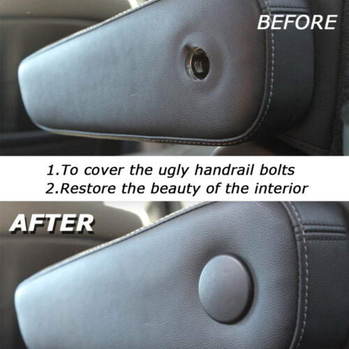 Two black rear for seat armrest bolt covers for 2007-2018 suburban Gimsey for Yukon Territory models. n