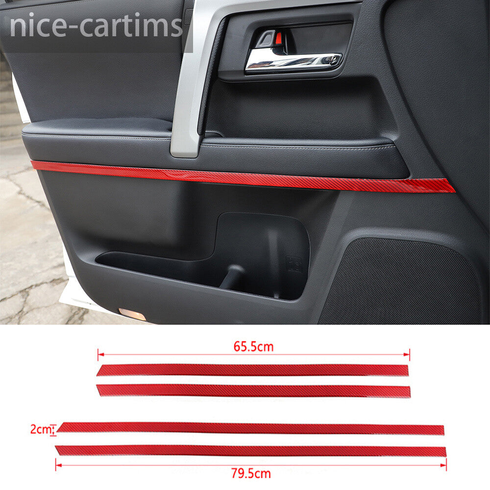 Red Carbon Fiber Interior Door Panel Decorative Cover For Toyot@ 4Runner 2010-23
