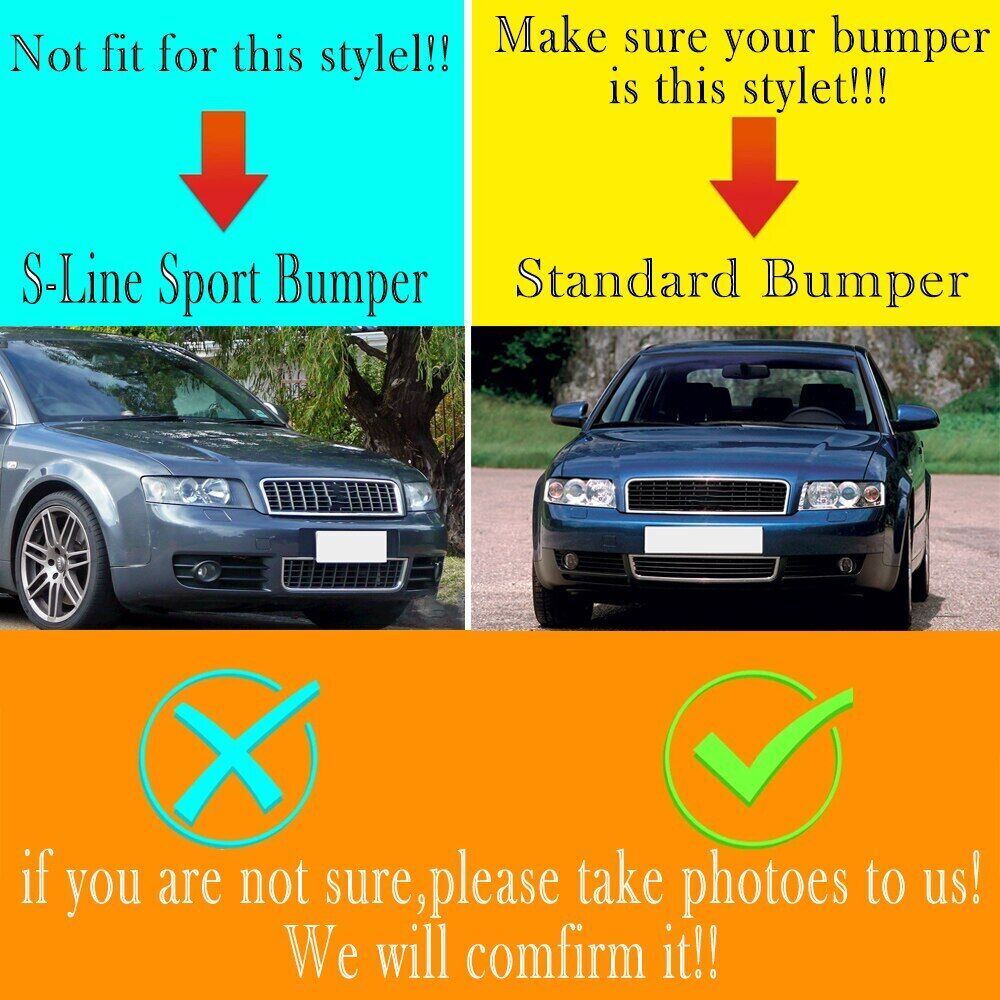 Left Front Bumper Side Fog Light Hex Grilles for Audi A4 B6 2001-2005