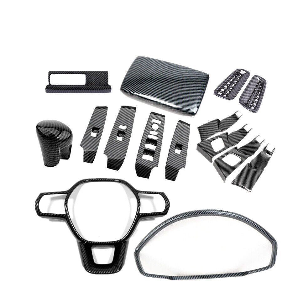 15PCS ABS Carbon Fiber Look Interior Kit Trim for Honda for Civic Sedan 2022-2024 B n