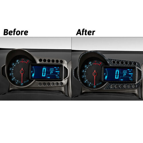 6X Carbon Fiber Speedometer Accent Protective Cover for Sonic 2012-2016 - n