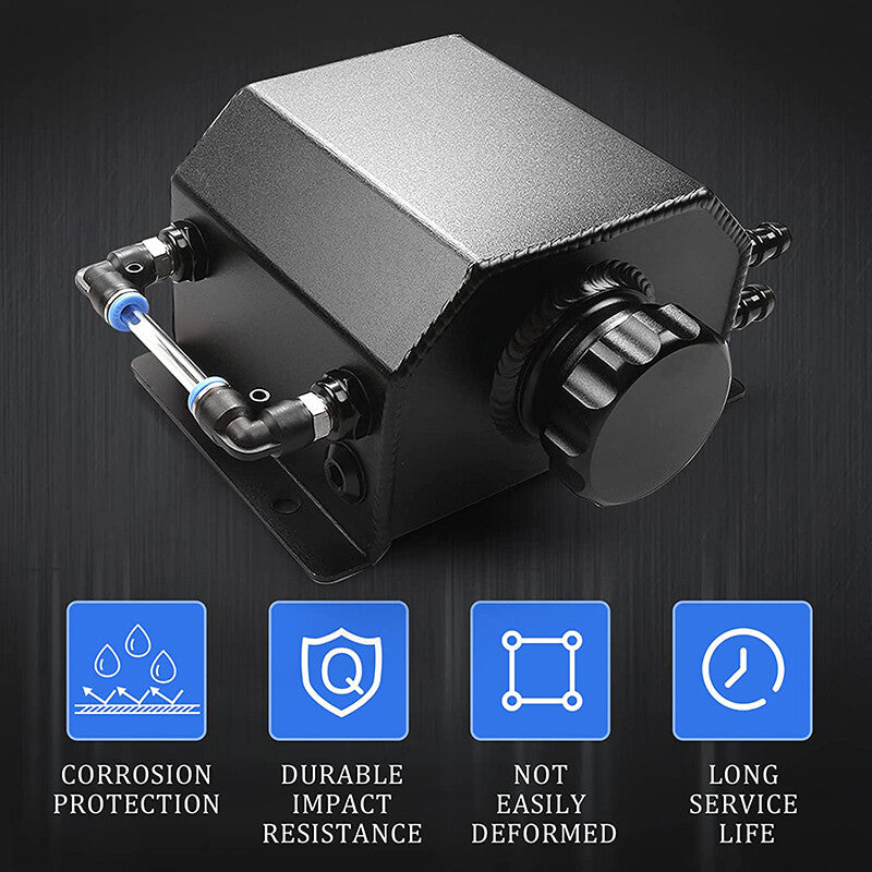 1L Black Aluminum Radiator Coolant Overflow Bottle Recovery Water Tank Reservoir v