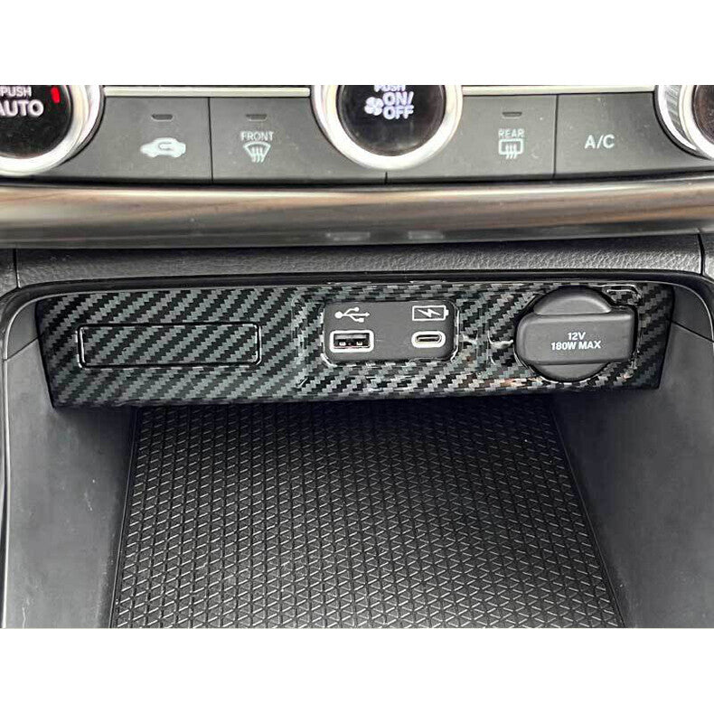for Honda CR-V 2023-2024 Carbon Fiber style Console Cigarette Lighter Panel trim
