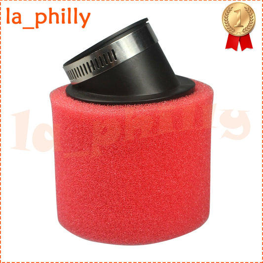 Red 48mm Motorcycle Bent Angled Foam Air Filter Fit For Dirt bike ATV Quad Buggy Q