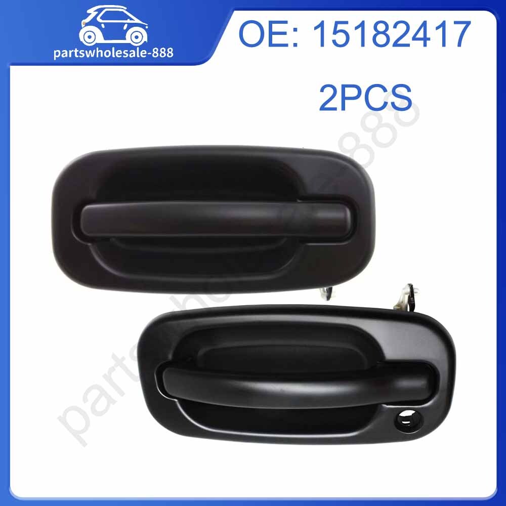 Door Handle Set For 1999-2006 for Chevy Silverado 1500 Smooth Black Front Outer 2Pc