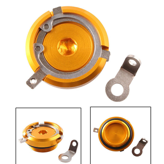 Gold Oil Filler Cap Set for Kawasaki GPZ1100 83-97 & KLV1000 2003-2008 04 05 06 Q