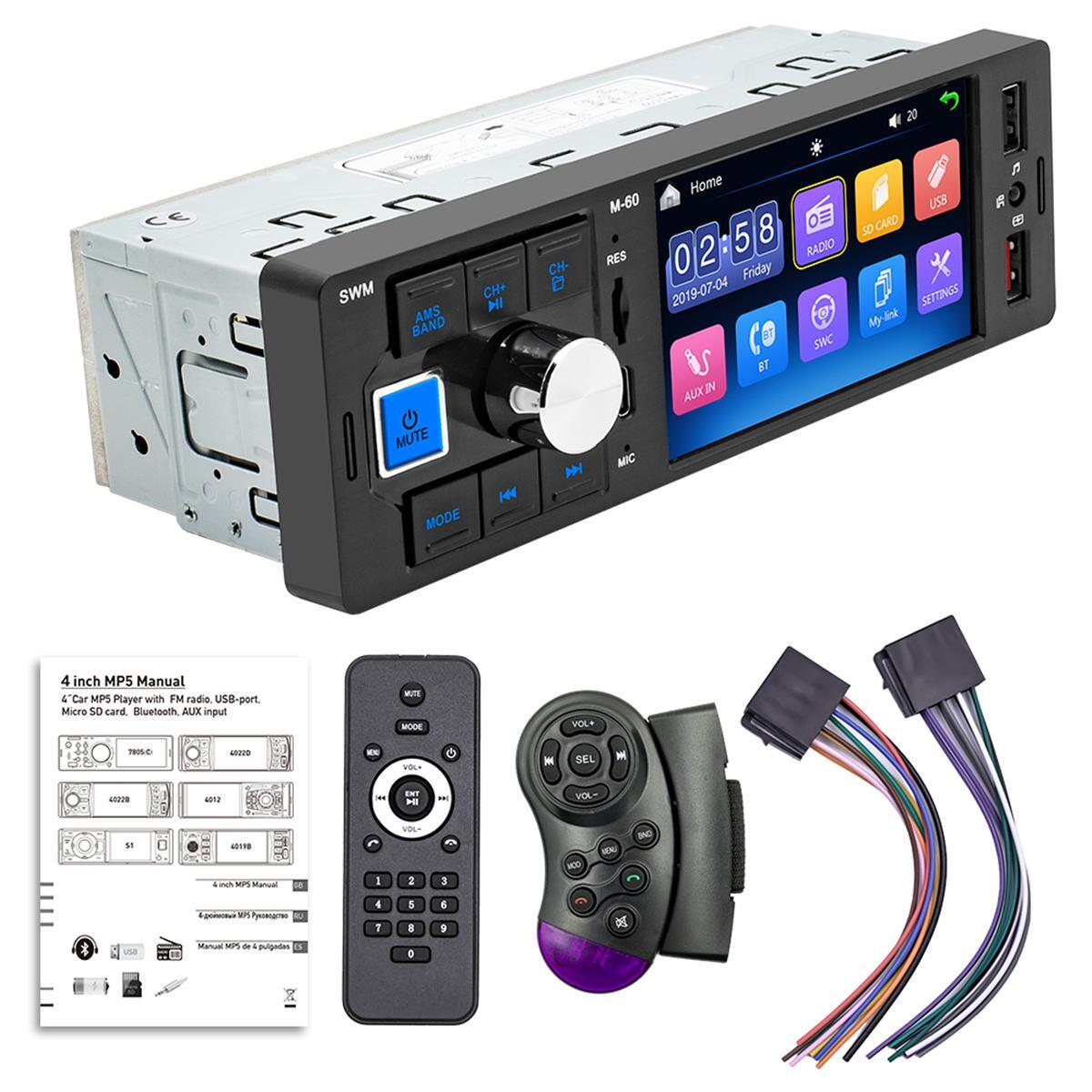 4-inch touchscreen car radio, stereo MP5 player, BT USB steering wheel controls - n