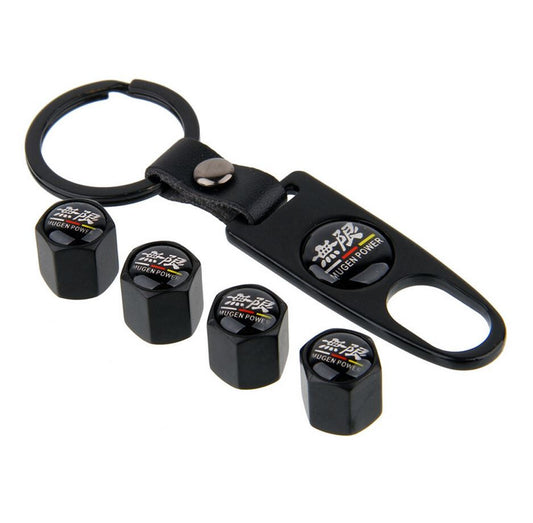 4-piece Mugen car tire valve cover rod cover air valve dust cover keychain black