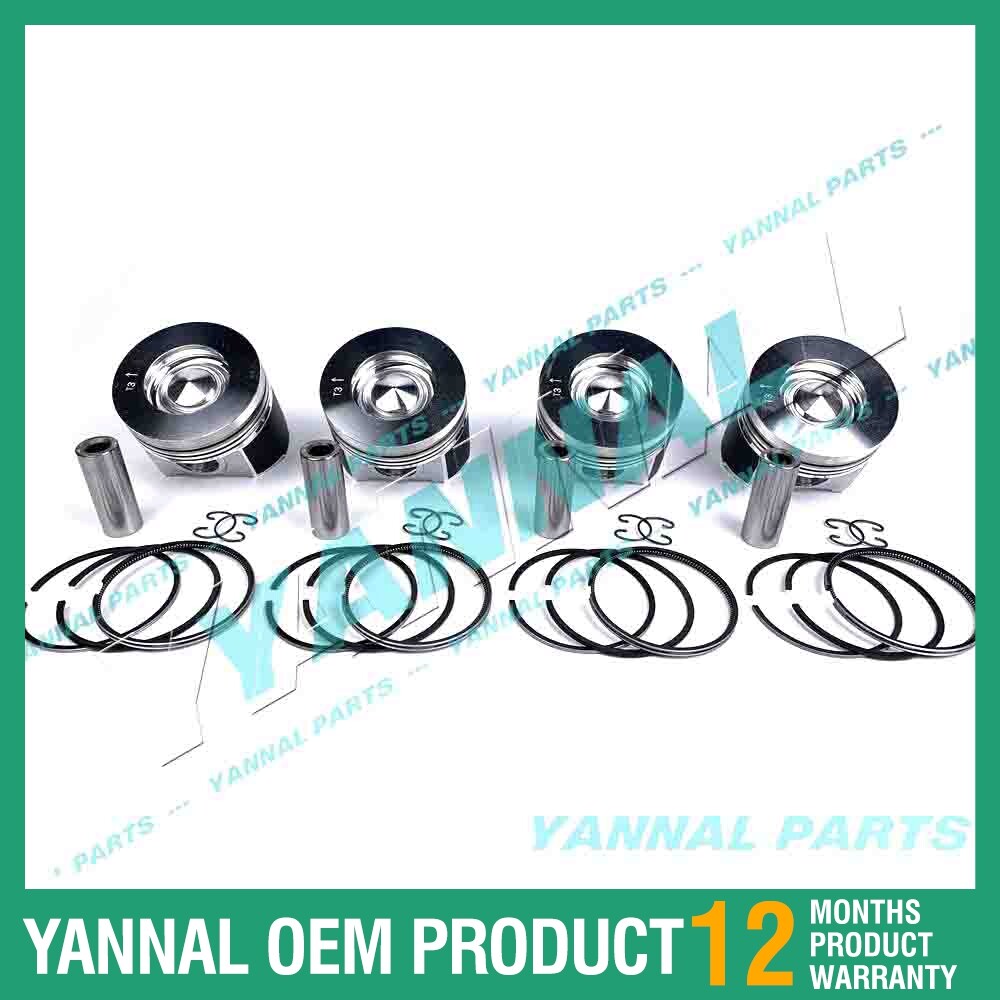 4-piece piston with piston rings + 0.5 mm for Kubota V3800 engine (oversized)