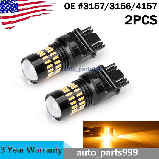 2x 3157 4157 3156 LED turn signal DRL bulbs, CANBUS overdrive warning lights, amber color. n