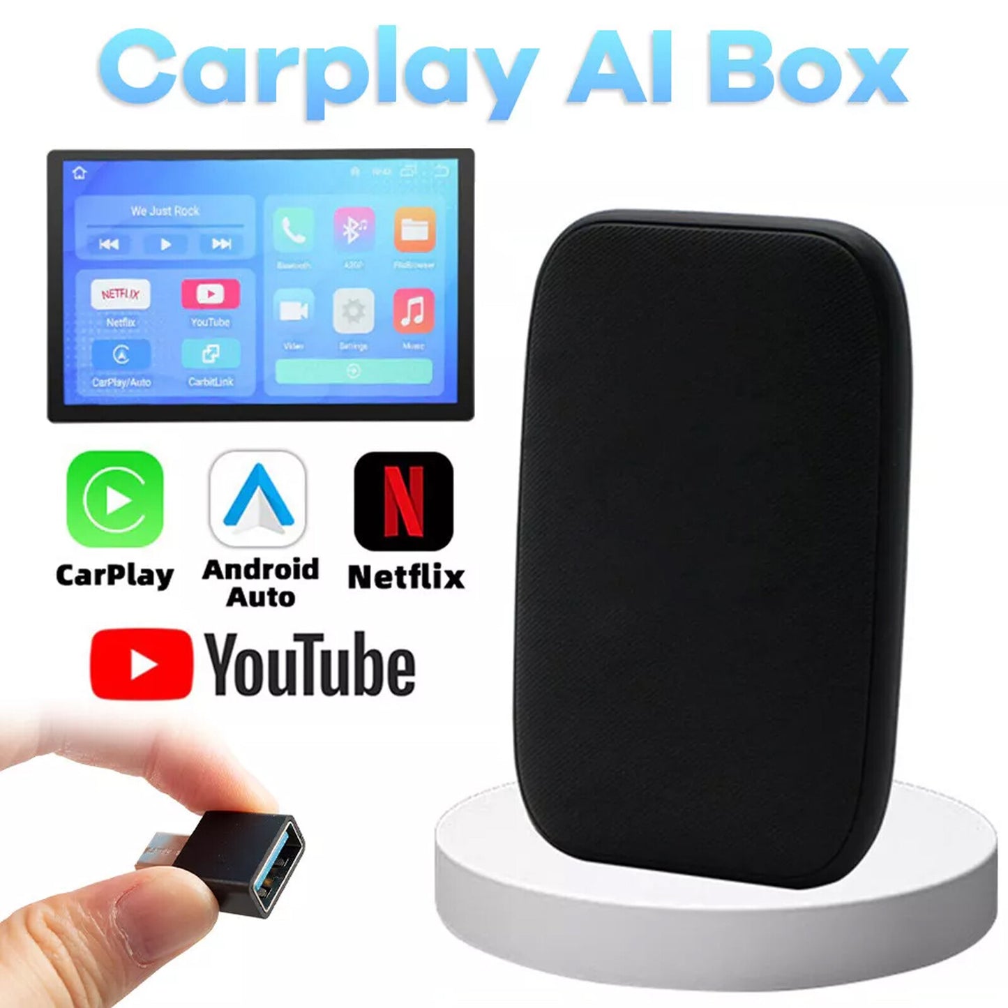 Wireless CarPlay AI Box Android Auto Adapter Converter with Netflix YouTube WIFI CN
