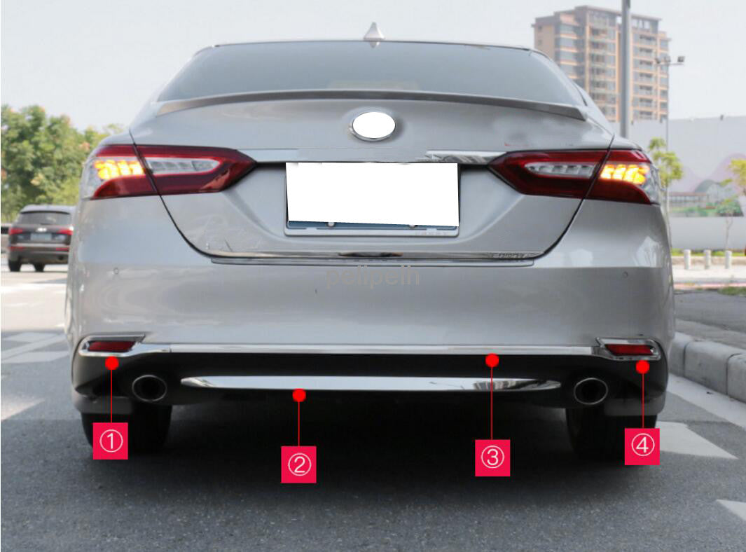 for Toyota for Camry 2018-2020 LE/XLE Chrome Abs Rear Bumper Cover Trim Strip Kit 4x