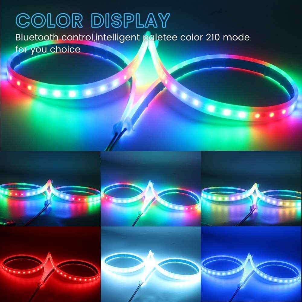 2-Piece RGB Car LED DRL Daytime Running Turn Signal Light Strip, 60cm, Cuttable n