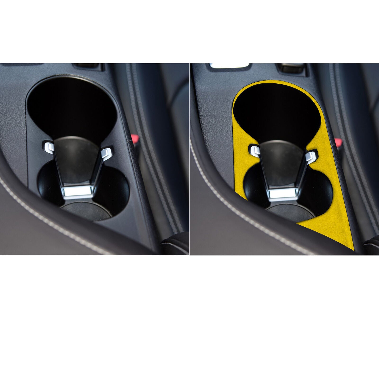 Middle Console Drinking Glass Trim Fit for Chevrolet Camaro 2016-20 Yellow Suede