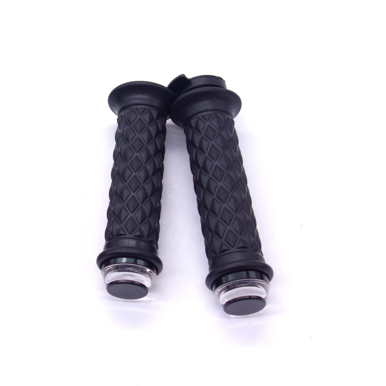 Motorcycle 7/8 22mm Black Handlebar Hand Grip With LED Plug Strobe Side Light Q