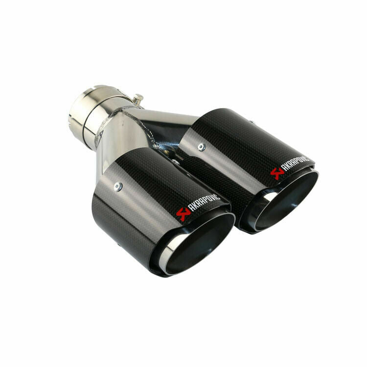 2PCS Carbon Fiber Exhaust Tip Dual Pipe ID:2.5 63mm OD:4 102mm Glossy Black