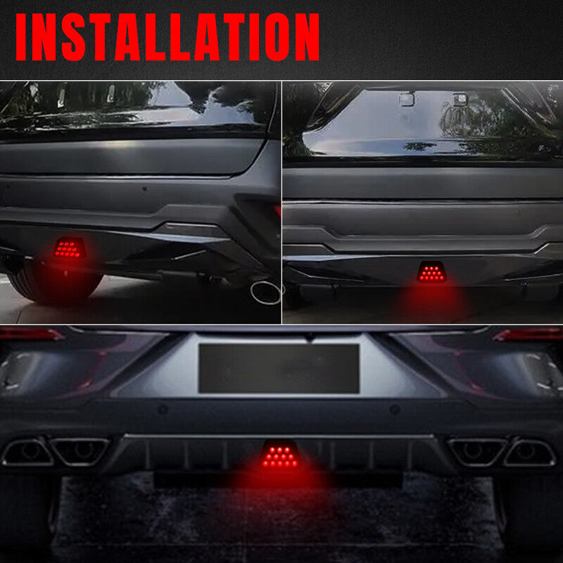 Universal F1 Style 12 LED Flash 3rd Third Rear Tail Brake Stop Strobe Light Lamp