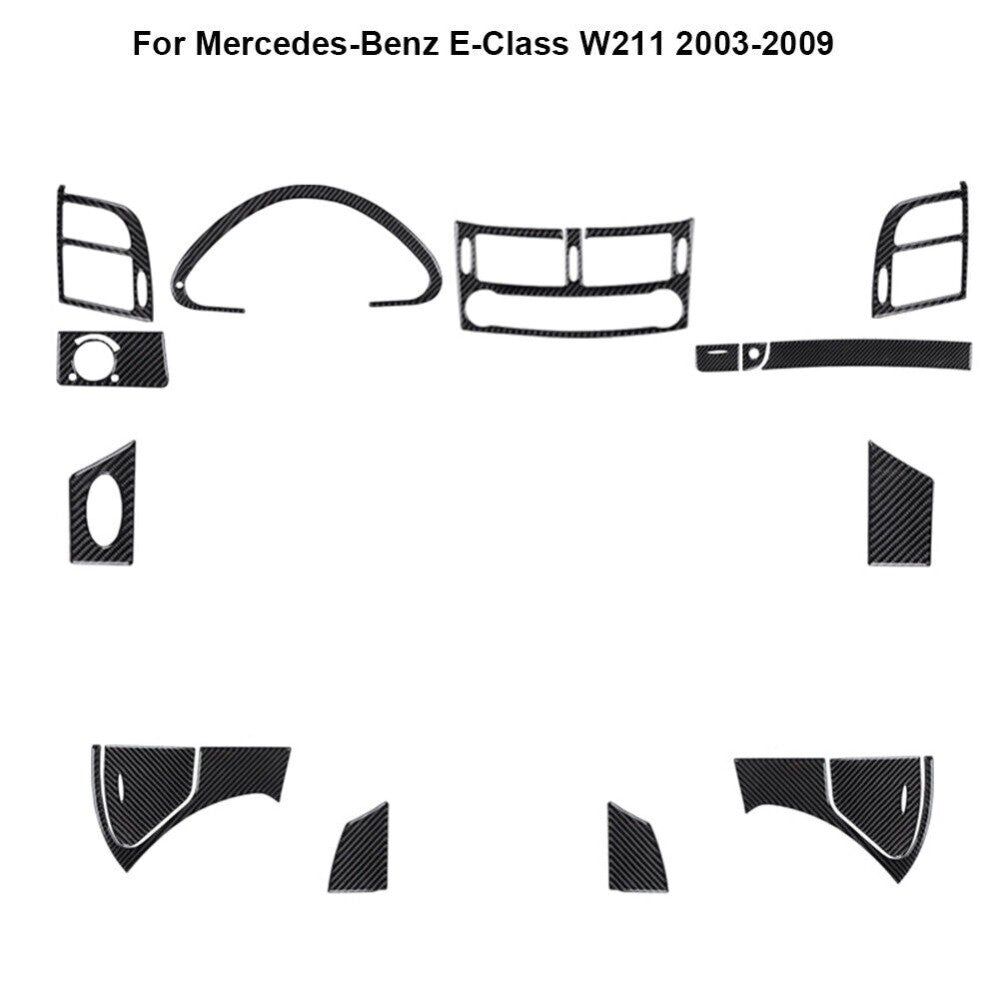 15x Carbon Fiber Interior Full Set Cover Trim For E-Class W211 New n