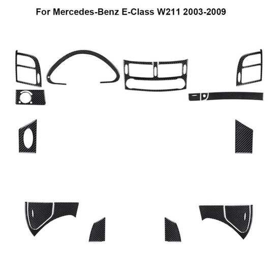 15x Carbon Fiber Interior Full Set Cover Trim For E-Class W211 New n