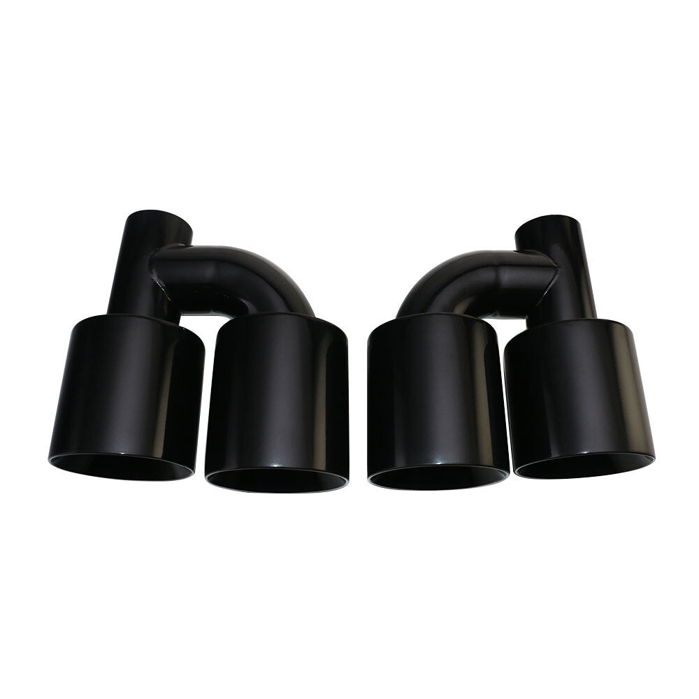 2PCS 2.5'' ID 4'' OD Black Exhaust Pipe Tips Universal Fitment Dual Tip H-type