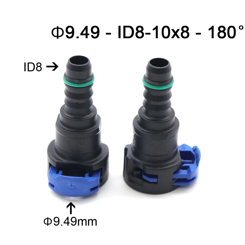 New Fuel Line Hose Pipe Quick Release Female Connector 9.49mm ID8 10x8 180¡ã 2PCS Q
